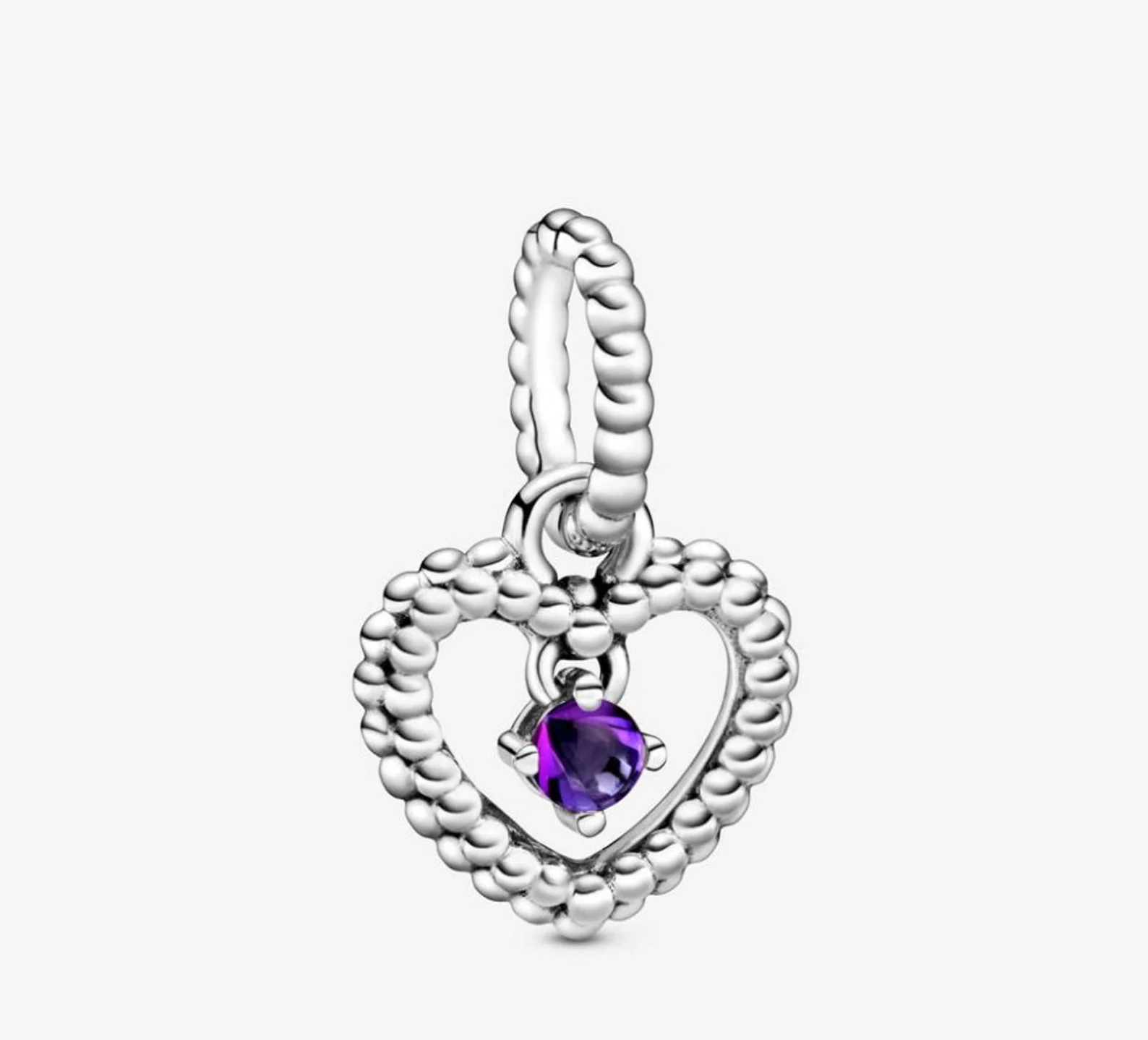 Birthstone Heart Months Dangle Silver Charm S925 Sterling Silver Charms Collection - Image 5