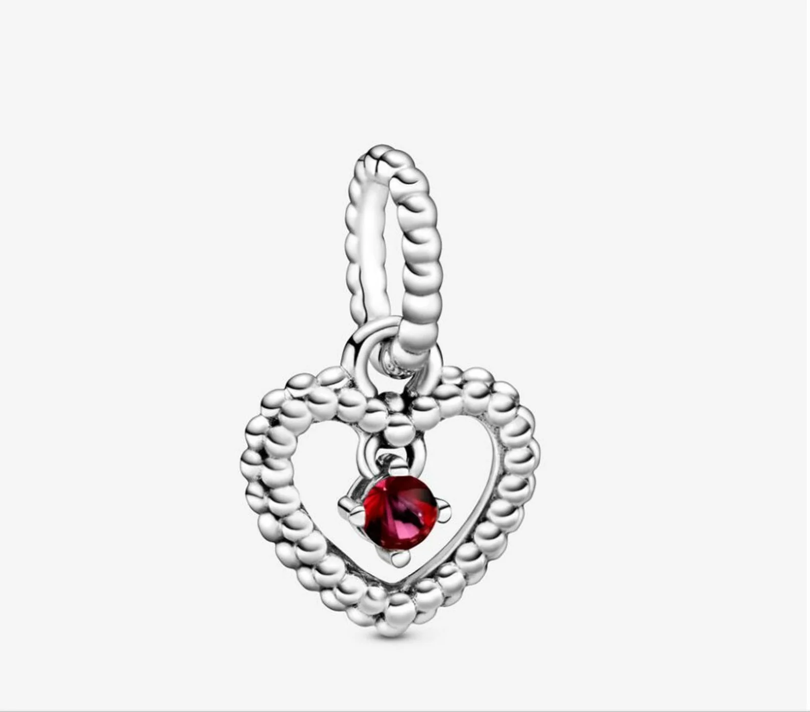 Birthstone Heart Months Dangle Silver Charm S925 Sterling Silver Charms Collection - Image 7