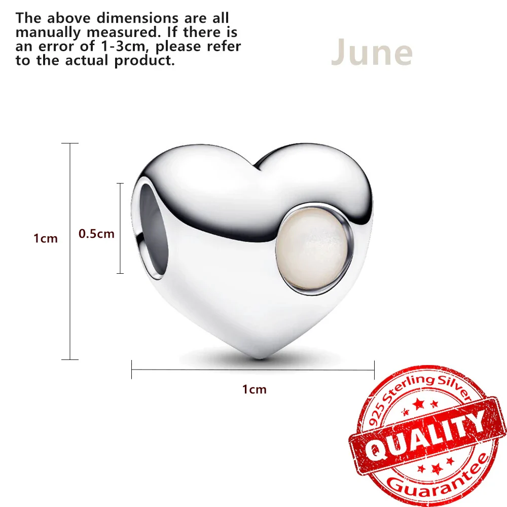 Birthstone Hearts Bracelet Charm Hallmarked S925 Sterling Silver - Image 12