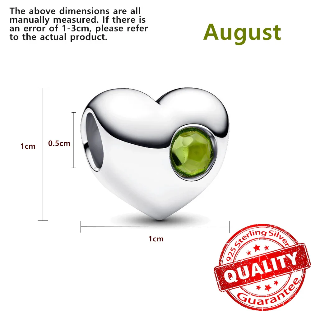 Birthstone Hearts Bracelet Charm Hallmarked S925 Sterling Silver - Image 16