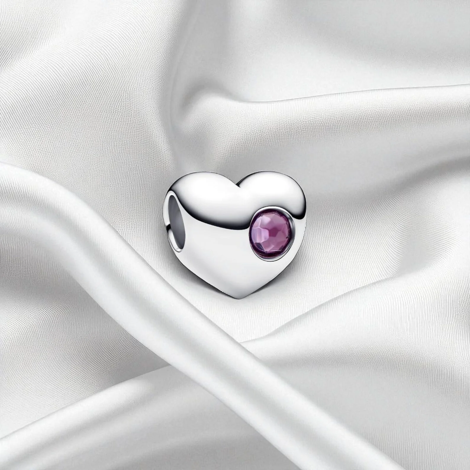 Birthstone Hearts Bracelet Charm Hallmarked S925 Sterling Silver - Image 5