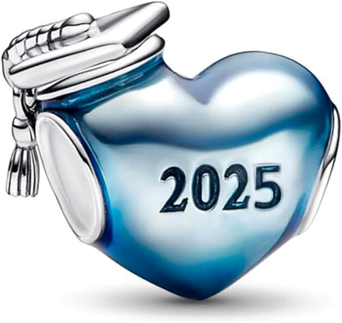 Blue 2025 Graduation Heart Charm Hallmarked S925 Sterling Silver - Image 4