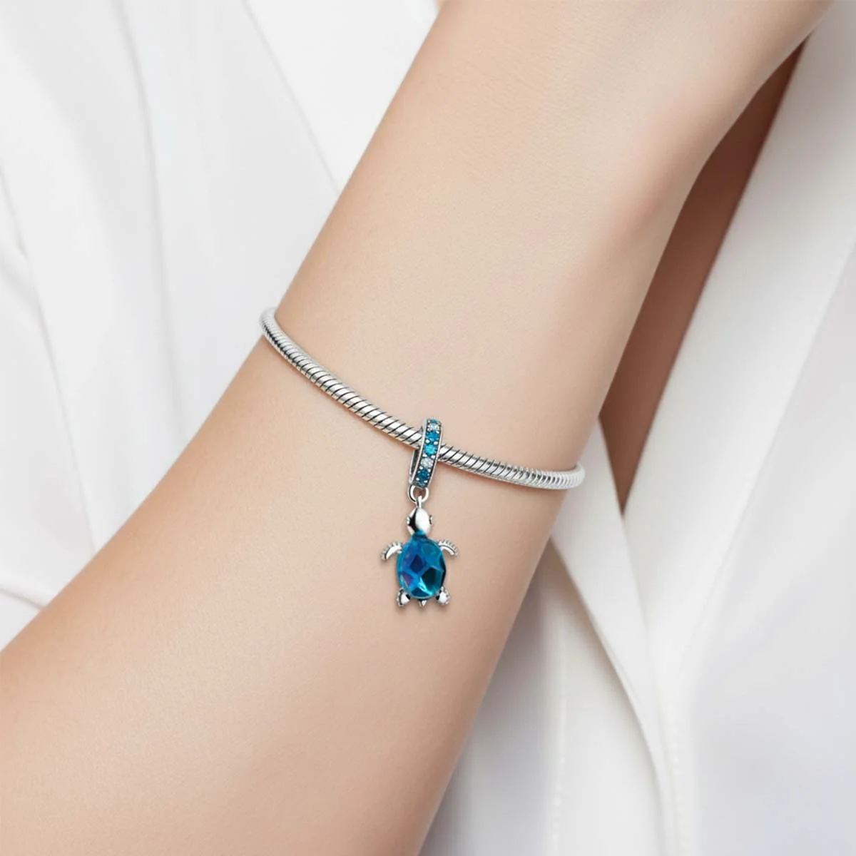 Blue Murano Turtle Dangle Charm Hallmarked S925 Sterling Silver - Image 6