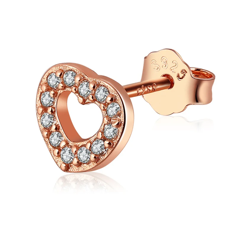 Captured Heart Sterling Silver rose gold stud Earrings - Image 3