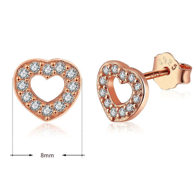 Captured Heart Sterling Silver rose gold stud Earrings - Image 9
