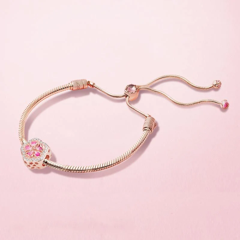 Sparkling Peach Blossom Charm Hallmarked S925 Sterling Silver - Image 3