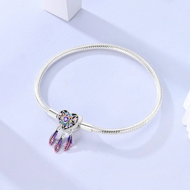 Dreamcatcher Rainbow Heart Clasp Charm Bracelet - Image 4