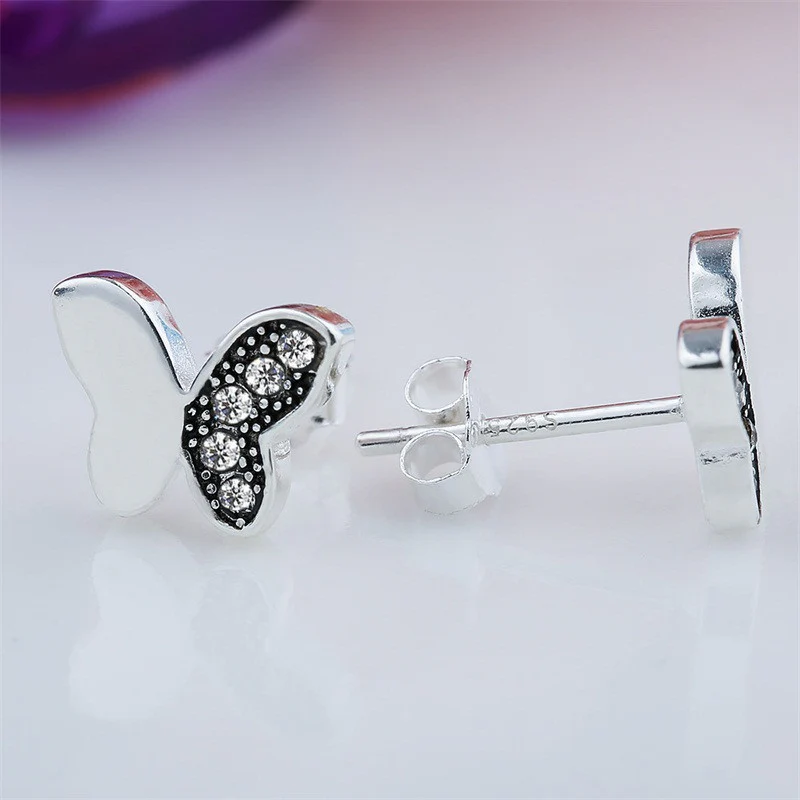Fluttering Butterflies Sterling Silver stud Earrings - Image 5