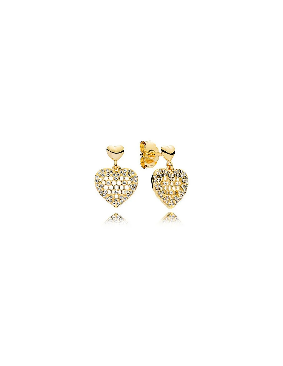 Honeycomb Lace Drop Sterling Silver golden stud Earrings - Image 3