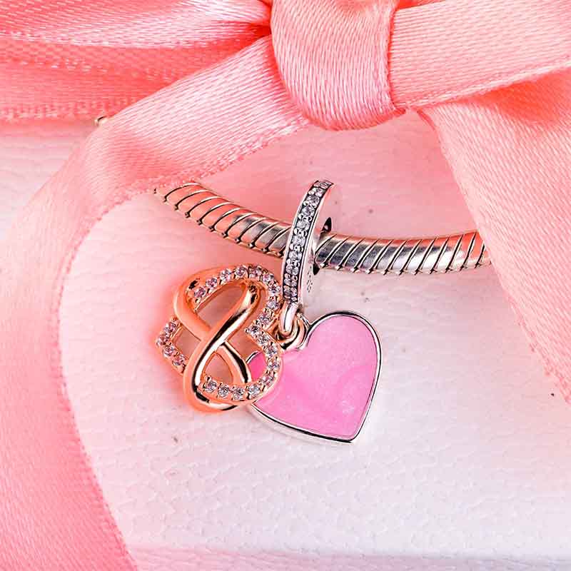 Infinity Heart Dangle Charm S925 Hallmarked Compatible Sterling Silver Charm - Image 3