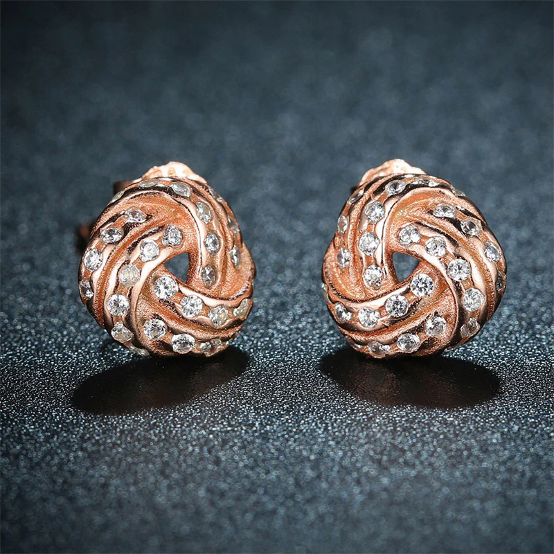 Love Knots Sterling Silver Rose gold stud Earrings - Image 5