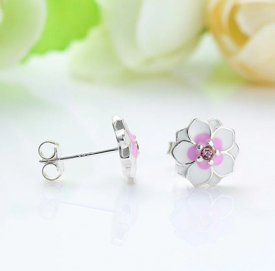 Magnolia Bloom Sterling Silver stud Earrings - Image 3