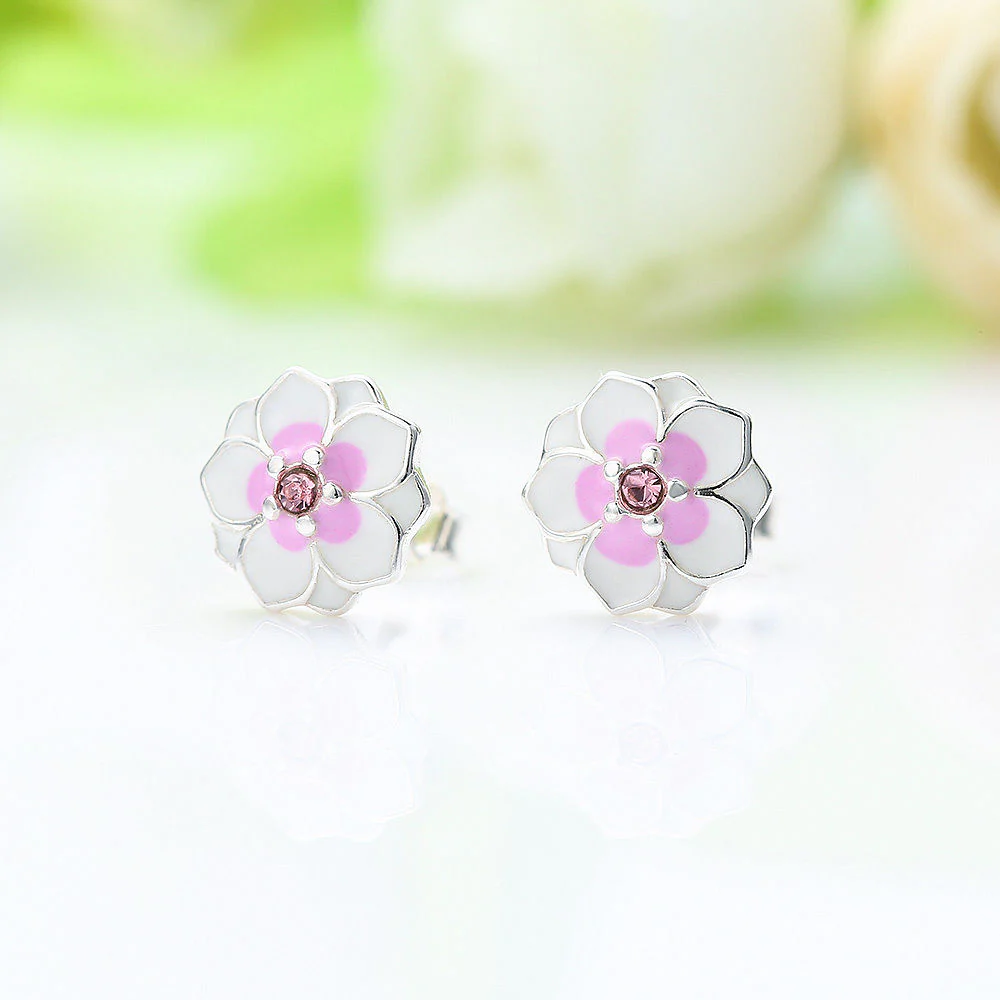 Magnolia Bloom Sterling Silver stud Earrings - Image 4