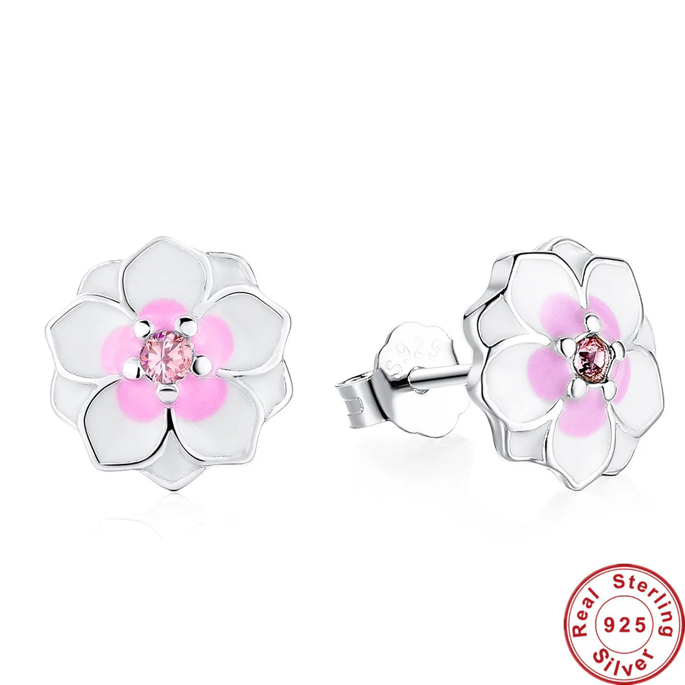 Magnolia Bloom Sterling Silver stud Earrings - Image 5