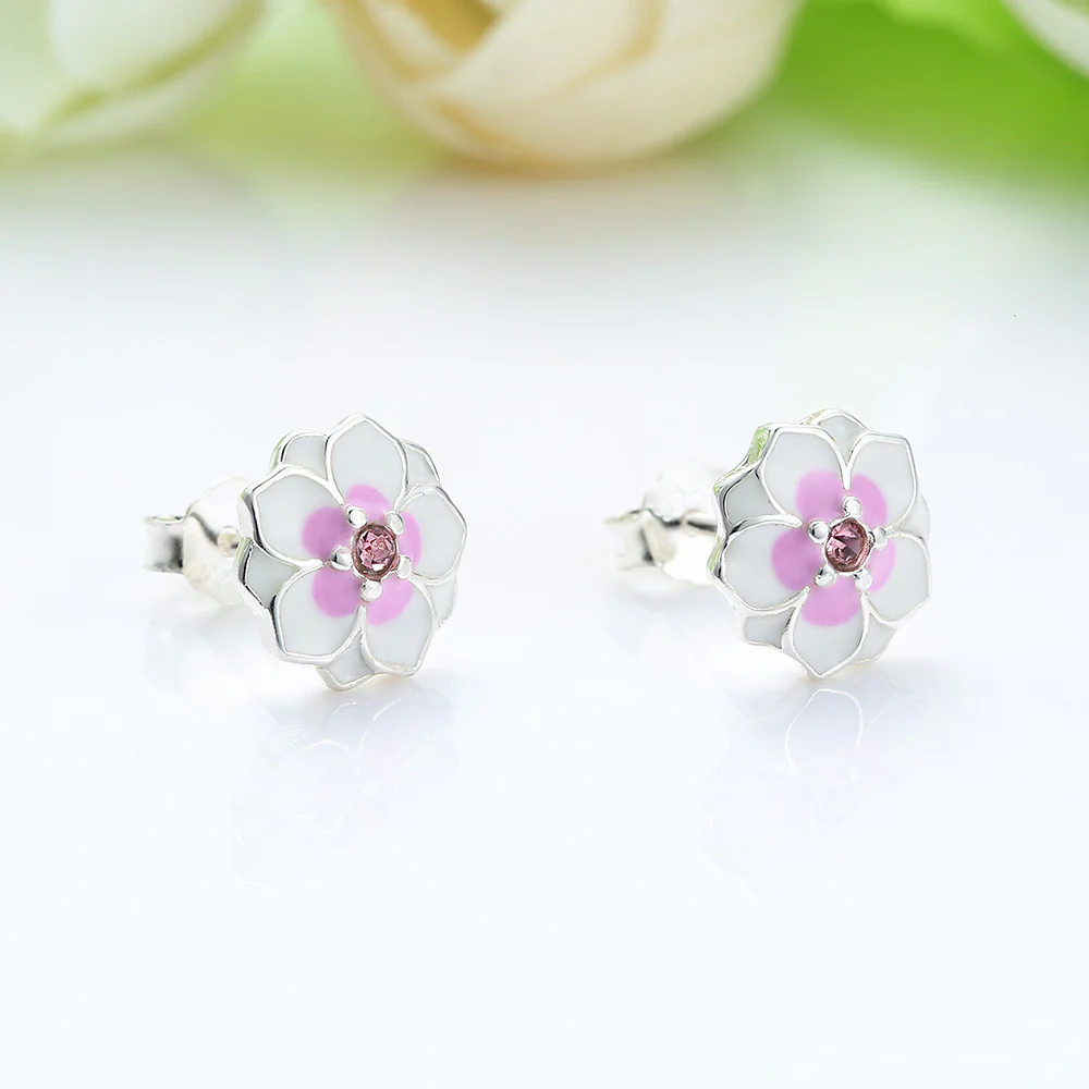 Magnolia Bloom Sterling Silver stud Earrings - Image 6