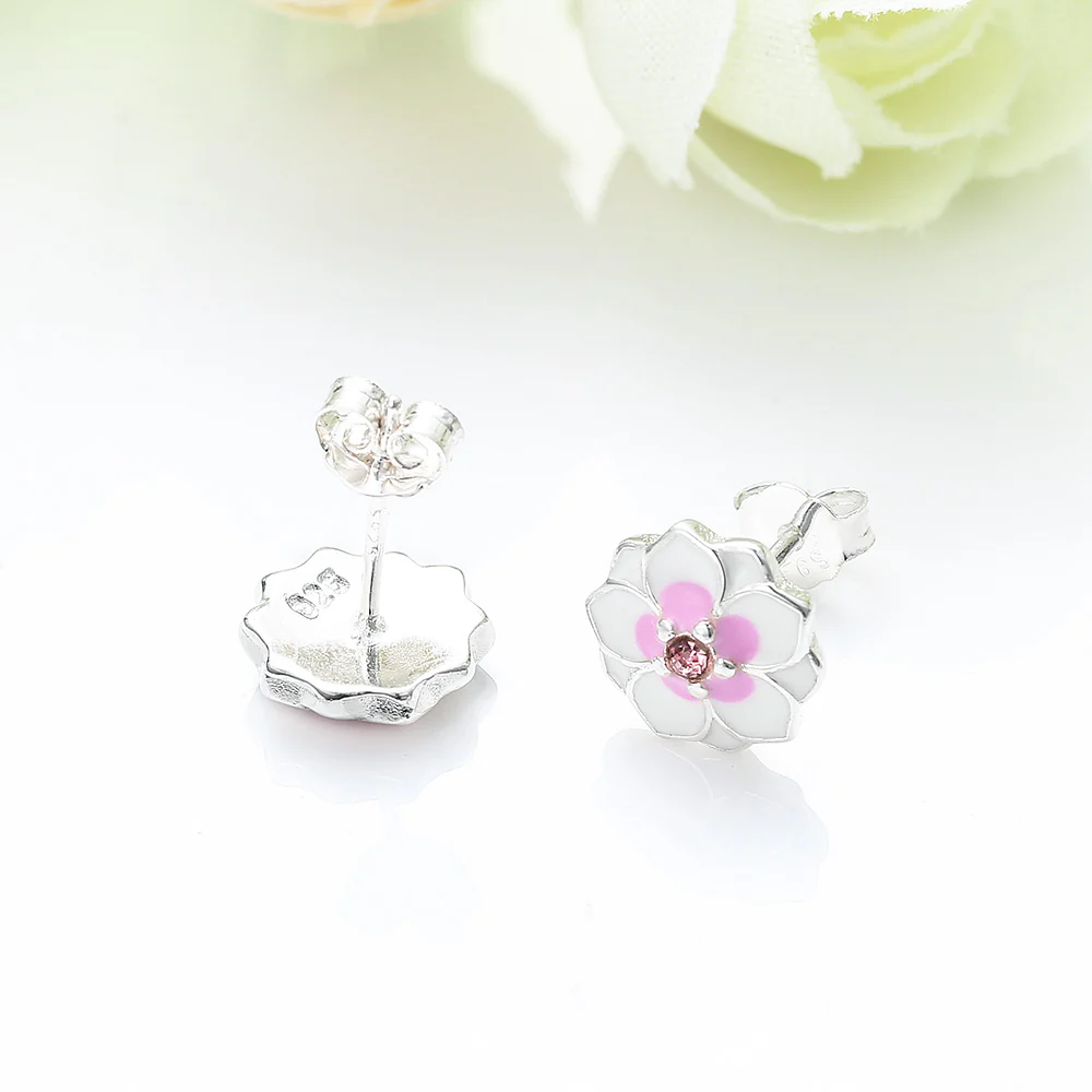 Magnolia Bloom Sterling Silver stud Earrings - Image 7
