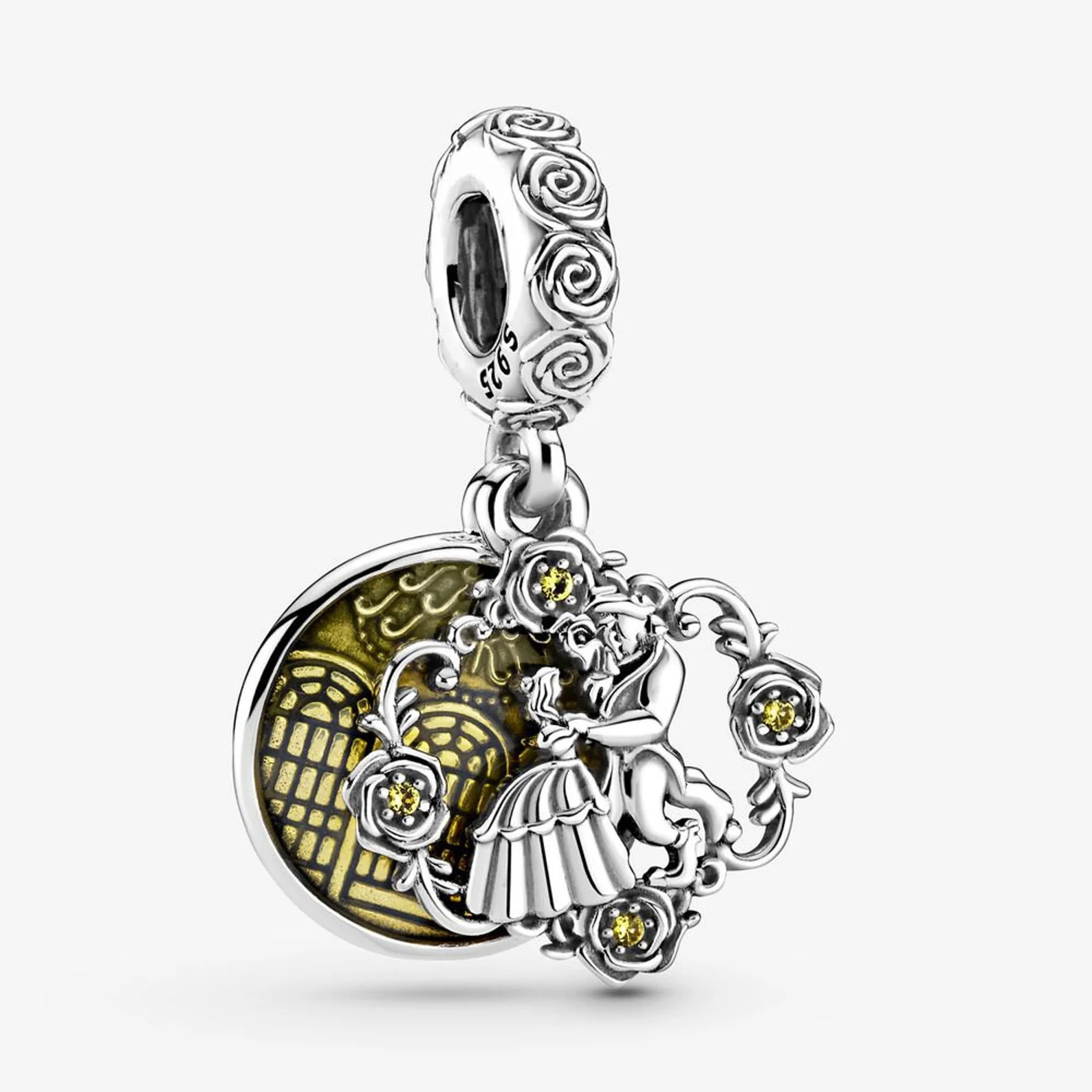 S925 Disney Beauty & Beast Dancing Belle Enchanted Rose Princess Sterling Silver Charms Collection - Image 6