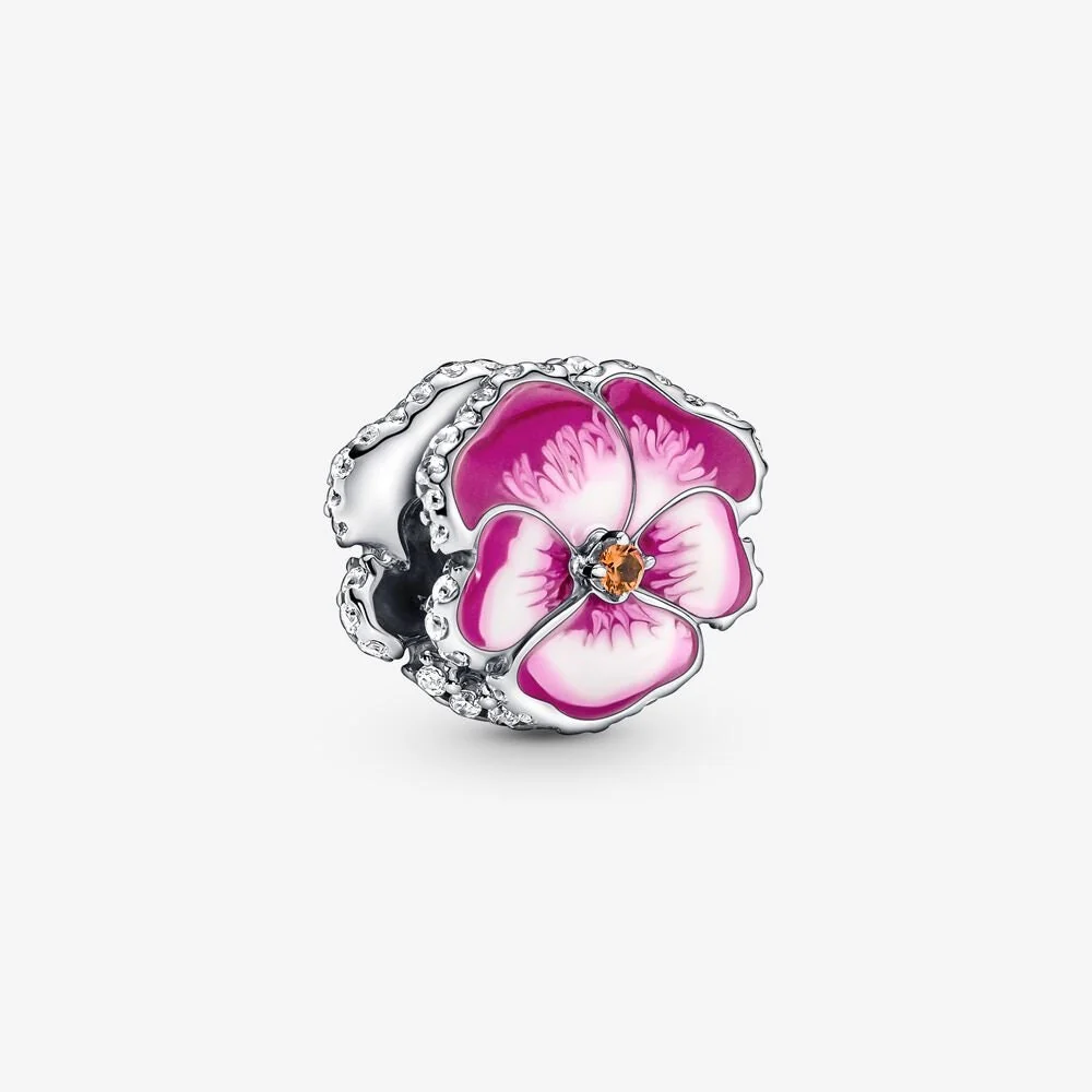 S925 Pansy Flowers Cute Caterpillar Cute Chick Butterfly Regal Crown Sterling Silver Charms Collection - Image 6