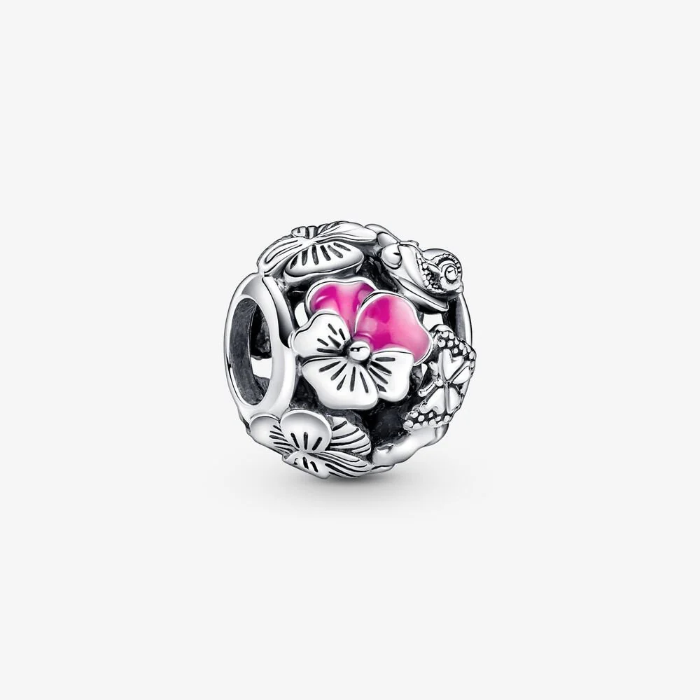S925 Pansy Flowers Cute Caterpillar Cute Chick Butterfly Regal Crown Sterling Silver Charms Collection - Image 8