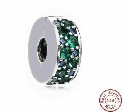 S925 Round Clip Stopper Clear Pink Blue Purple Sterling Silver Charm Collection - Image 12