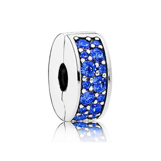 S925 Round Clip Stopper Clear Pink Blue Purple Sterling Silver Charm Collection - Image 3