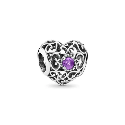 S925 Signature Heart Birthstone Months Sterling Silver Charms Collection - Image 5