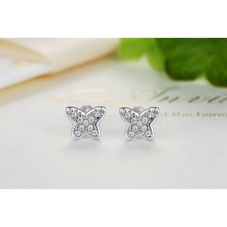 Sparkling Butterflies Sterling Silver studs Earrings - Image 3