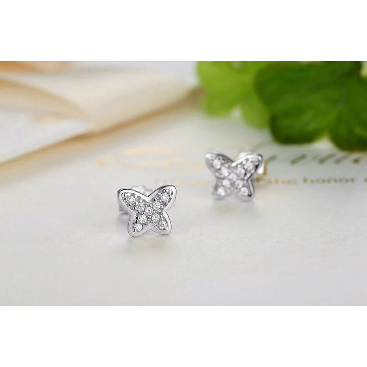 Sparkling Butterflies Sterling Silver studs Earrings - Image 4