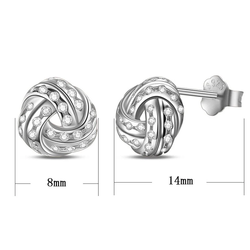 Sparkling love knots Sterling Silver stud Earrings - Image 6